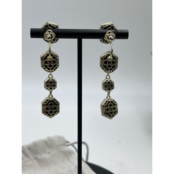Kendra Scott Ruthie Studs Dangle Drop Gold Plated Pyrite 2 in 1 Earrings - Picture 14 of 15